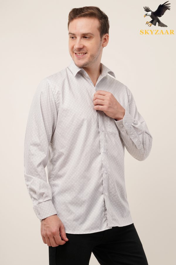 Cream Dotted White Shirt