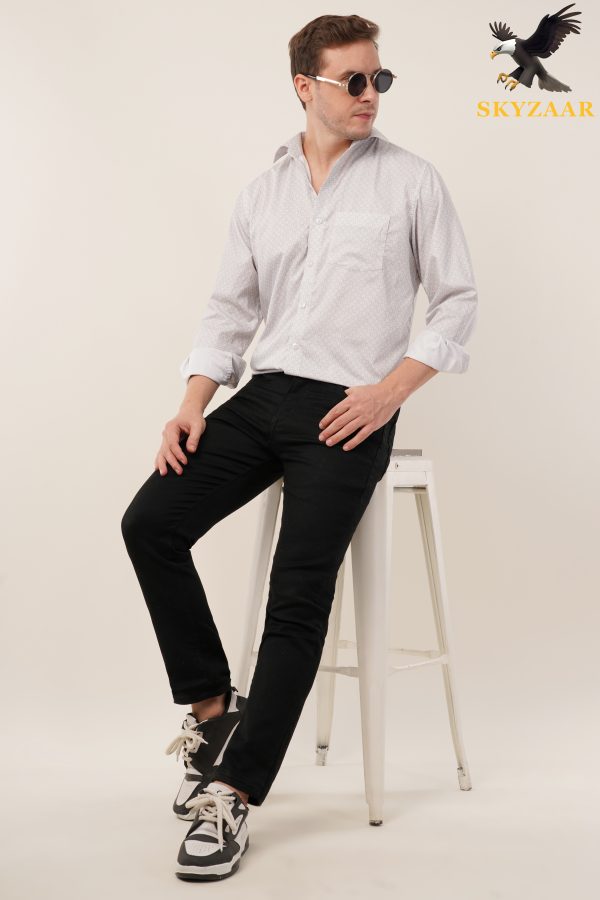 Cream Dotted White Shirt